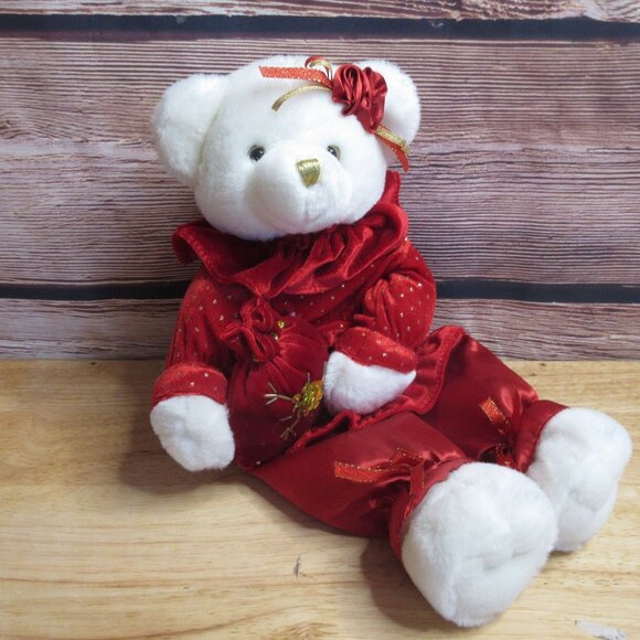 17" Whimsical Sitting Decorative Christmas Bear - Picture 3 of 6